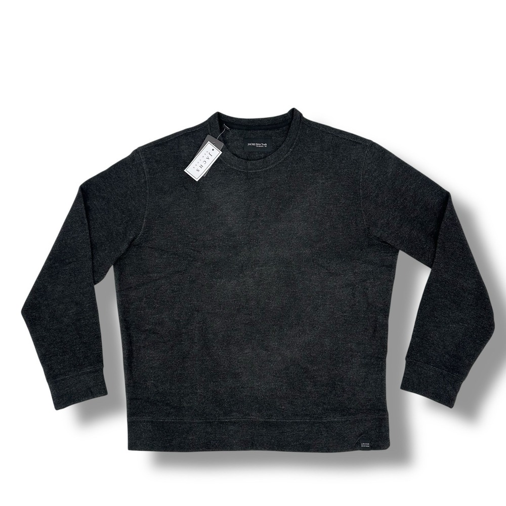 Jachs New York Men's Charcoal Crewneck Sweater L Wool Blend Soft Knit NWT